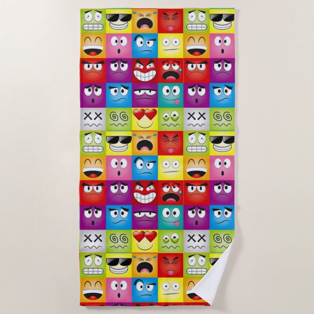 Moods and Emoticons Beach Towel (Front)