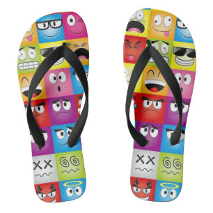 Moods and Emoticons Flip Flops
