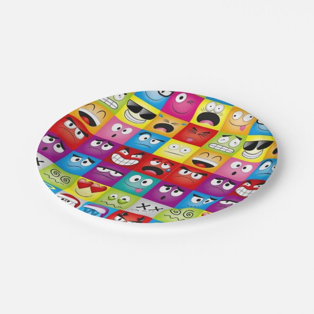 Moods and Emoticons Paper Plate (Angled)