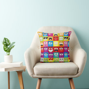 Moods and Emoticons Throw Pillow