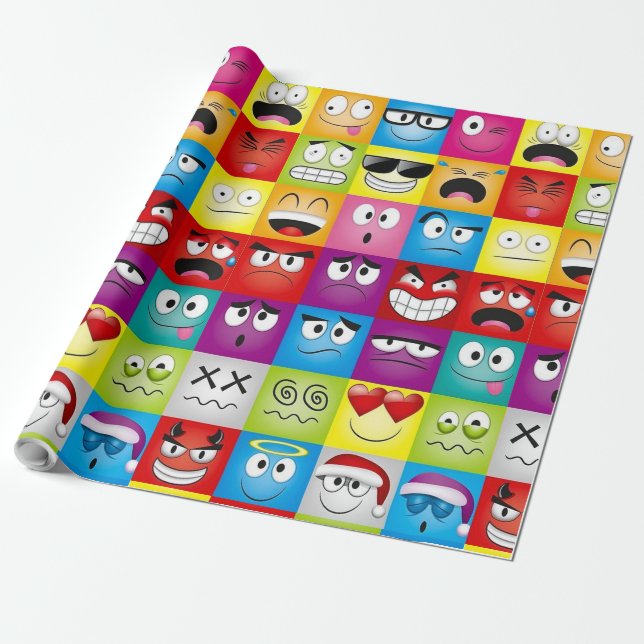 Moods and Emoticons Wrapping Paper (Unrolled)