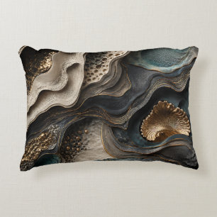 Moody Abstract Earth Tone Organic Layered Stone Accent Pillow