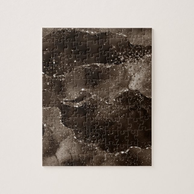Moody Agate | Coffee Brown Golden Bronze Taupe Jigsaw Puzzle (Vertical)