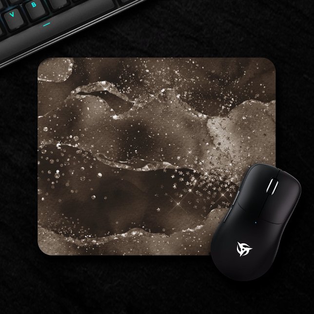 Moody Agate | Coffee Brown Golden Bronze Taupe Mouse Pad (Creator Uploaded)