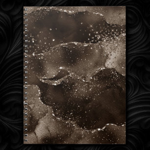 Moody Agate Coffee Brown Golden Bronze Taupe Notebook