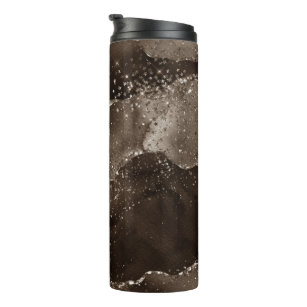 Moody Agate   Coffee Brown Golden Bronze Taupe Thermal Tumbler