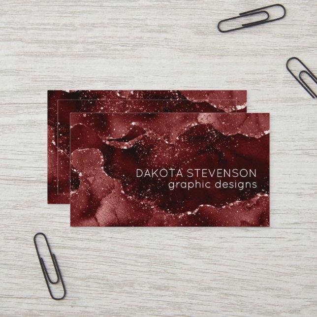 Moody Agate | Henna Blood Red Garnet Jewel Tone Business Card (Front/Back In Situ)