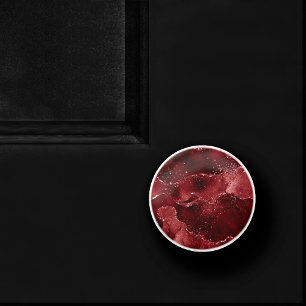 Moody Agate Henna Blood Red Garnet Jewel Tone Ceramic Knob