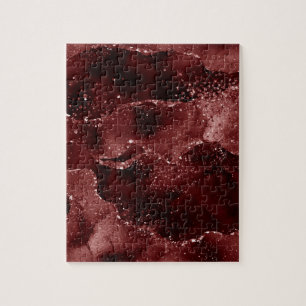 Moody Agate Henna Blood Red Garnet Jewel Tone Jigsaw Puzzle