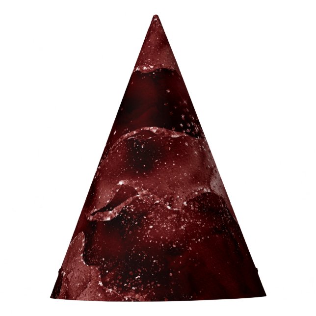 Moody Agate | Henna Blood Red Garnet Jewel Tone Party Hat (Front)