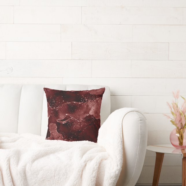 Moody Agate | Henna Blood Red Garnet Jewel Tone Throw Pillow (Couch)