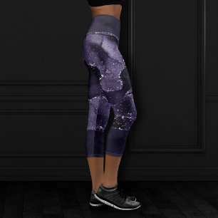 Moody Agate   Midnight Indigo Deep Purple Glam Capri Leggings
