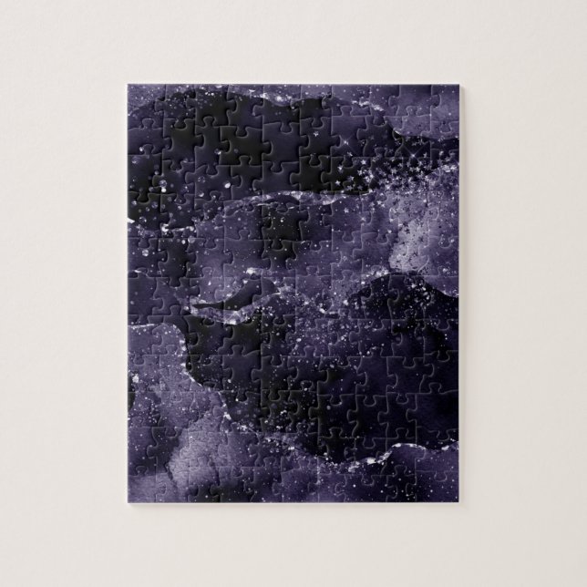 Moody Agate | Midnight Indigo Deep Purple Glam Jigsaw Puzzle (Vertical)