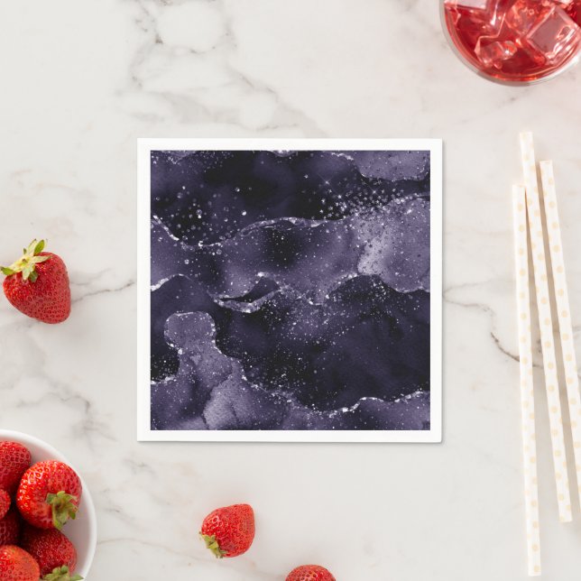 Moody Agate | Midnight Indigo Deep Purple Glam Napkin (Insitu)