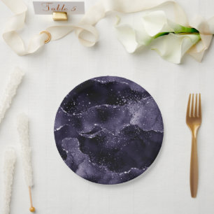 Moody Agate Midnight Indigo Deep Purple Glam Paper Plate