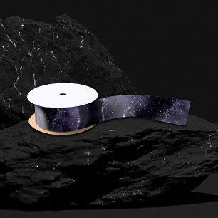 Moody Agate   Midnight Indigo Deep Purple Glam Satin Ribbon