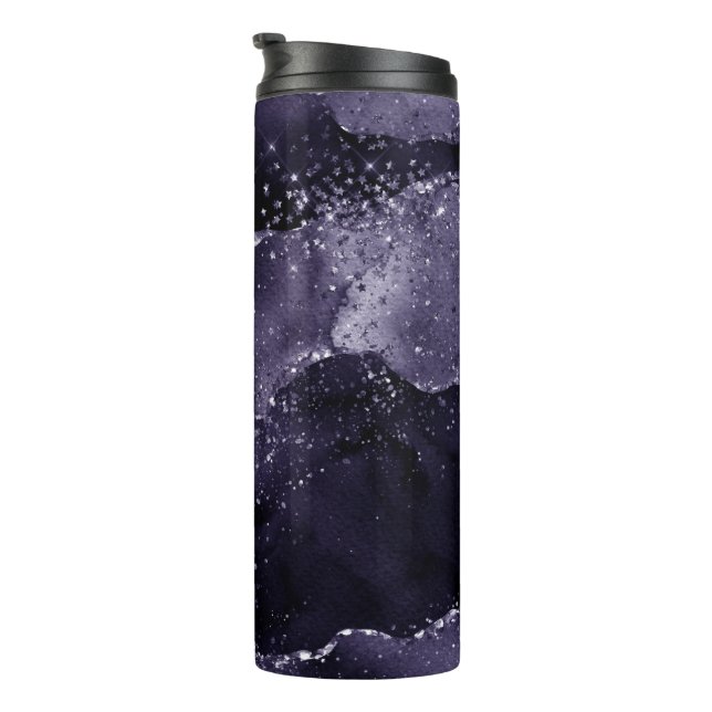 Moody Agate | Midnight Indigo Deep Purple Glam Thermal Tumbler (Rotated Right)