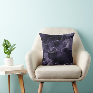 Moody Agate | Midnight Indigo Deep Purple Glam Throw Pillow
