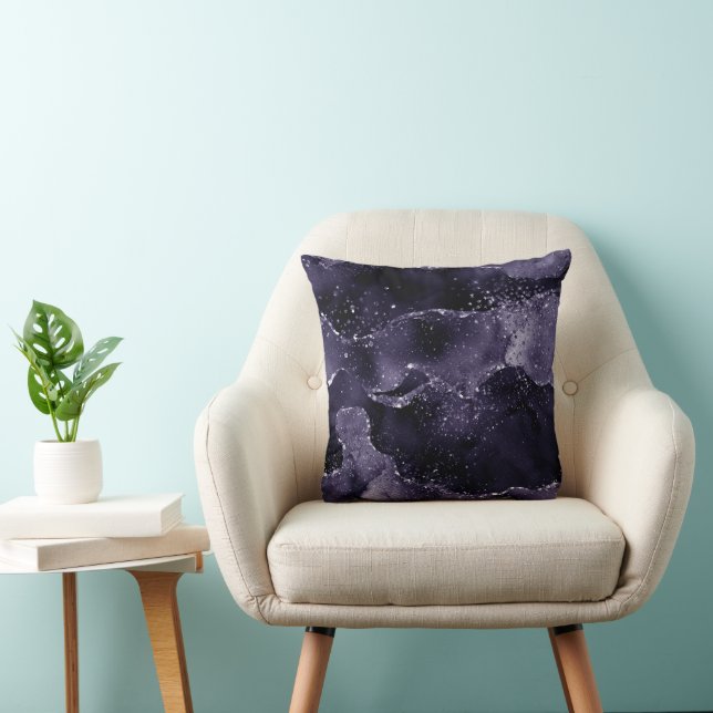 Moody Agate | Midnight Indigo Deep Purple Glam Throw Pillow (Chair)