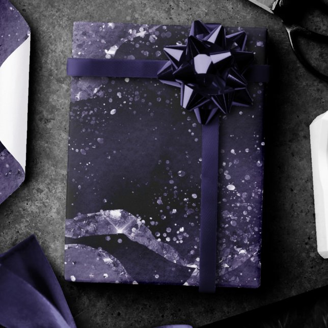 Moody Agate | Midnight Indigo Deep Purple Glam Wrapping Paper (Creator Uploaded)