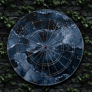 Moody Agate Navy Denim Steel Blue Faux Glitter Dartboard