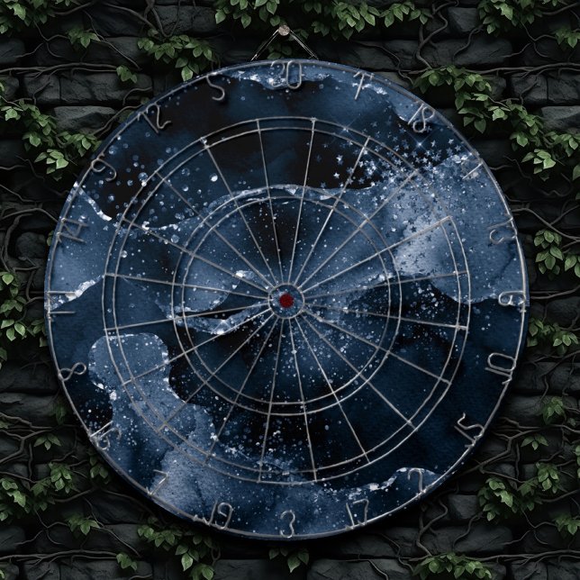 Moody Agate | Navy Denim Steel Blue Faux Glitter Dartboard (Creator Uploaded)