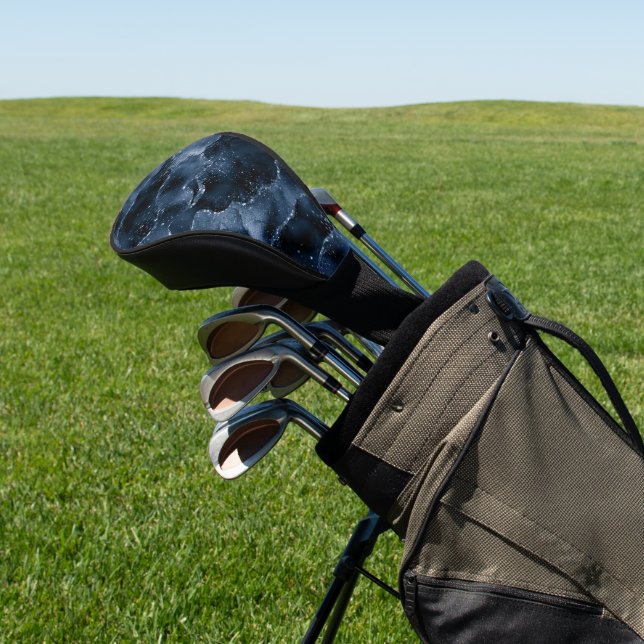 Moody Agate | Navy Denim Steel Blue Faux Glitter Golf Head Cover (In Situ)