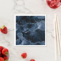 Moody Agate | Navy Denim Steel Blue Faux Glitter