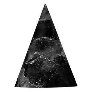 Moody Agate   Onyx Black Silver Vampy Goth Glitter Party Hat
