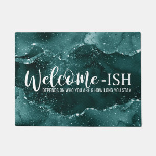 Moody Agate Teal Green Malachite Fun Welcome-Ish Doormat