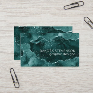 Moody Agate   Teal Green Malachite Rich Jewel Tone Business Card