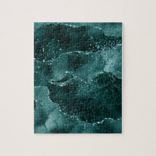 Moody Agate   Teal Green Malachite Rich Jewel Tone Jigsaw Puzzle