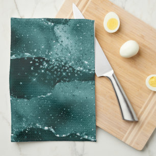 Moody Agate   Teal Green Malachite Rich Jewel Tone Kitchen Towel
