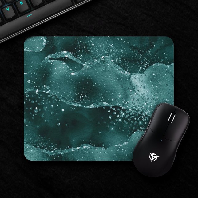 Moody Agate | Teal Green Malachite Rich Jewel Tone Mouse Pad (Creator Uploaded)