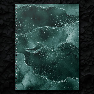 Moody Agate Teal Green Malachite Rich Jewel Tone Notebook