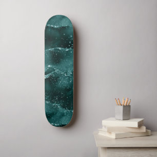 Moody Agate   Teal Green Malachite Rich Jewel Tone Skateboard