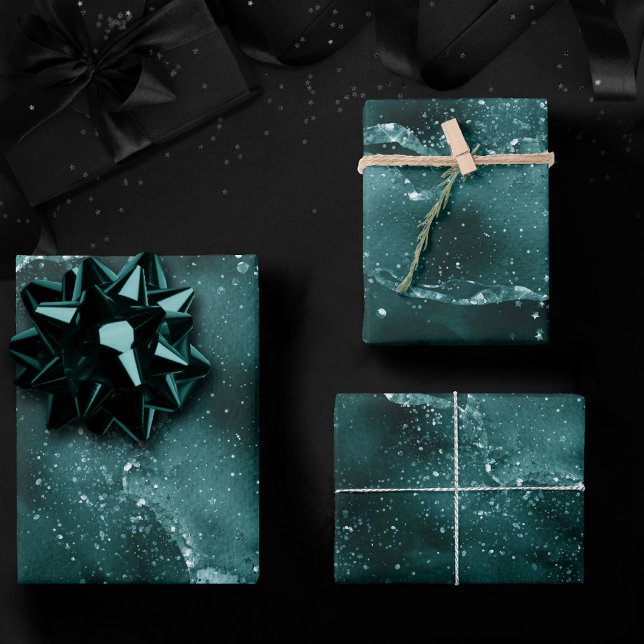 Moody Agate | Teal Green Malachite Rich Jewel Tone Wrapping Paper Sheet (Creator Uploaded)