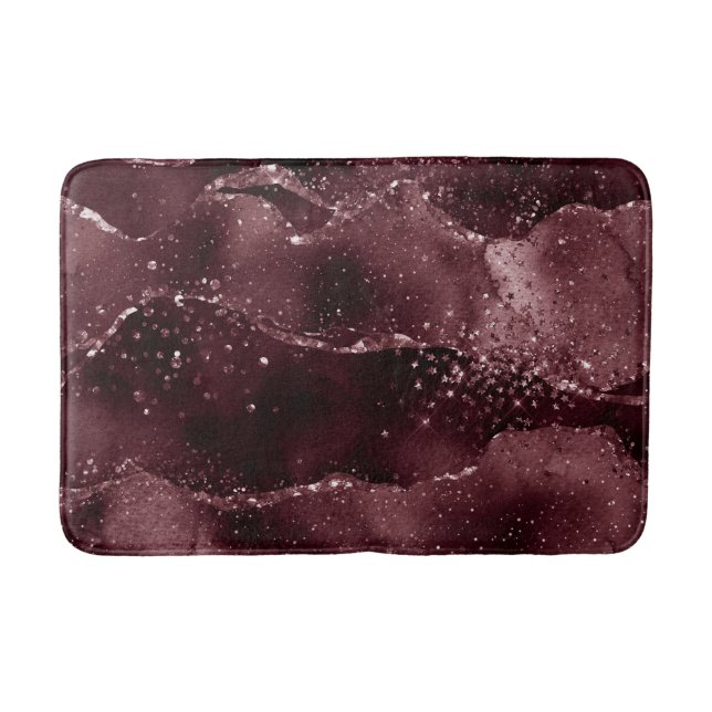 Moody Agate | Wine Bordeaux Sangria Merlot Maroon Bath Mat (Front)