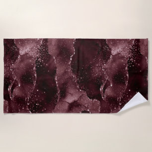 Moody Agate Wine Bordeaux Sangria Merlot Maroon Beach Towel