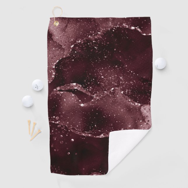 Moody Agate | Wine Bordeaux Sangria Merlot Maroon Golf Towel (InSitu)