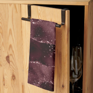 Moody Agate   Wine Bordeaux Sangria Merlot Maroon Kitchen Towel