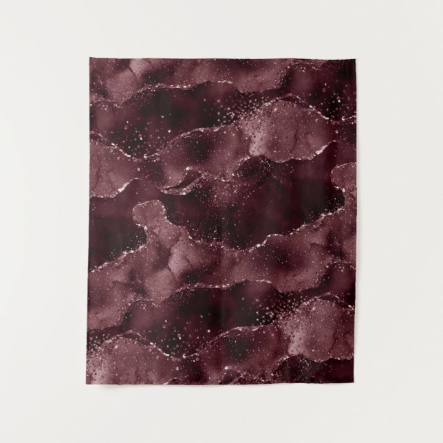 Moody Agate | Wine Bordeaux Sangria Merlot Maroon Tapestry (Front)