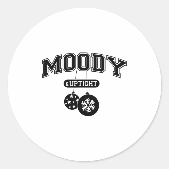 Moody And Uptight Merry And Xmas Bright Matching C Classic Round Sticker (Front)