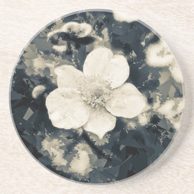 Moody Anemone Flower Botanical Art Coaster (Front)
