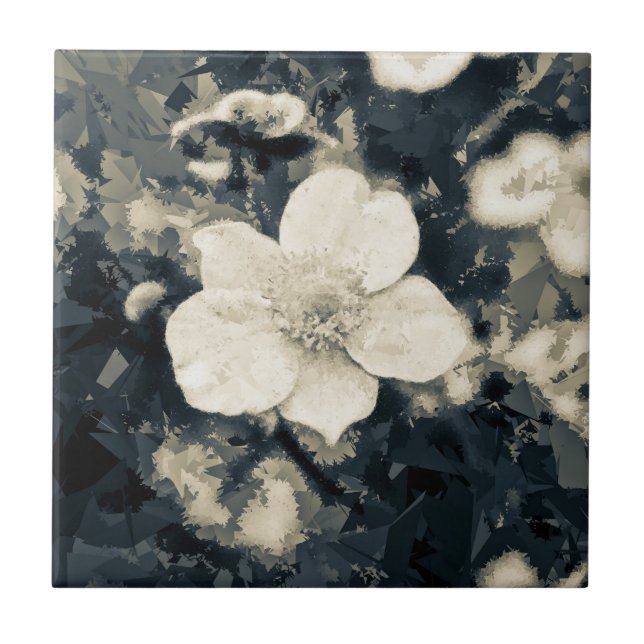 Moody Anemone Flower Botanical Art Tile (Front)