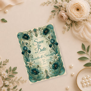 Moody Art Nouveau Botanical Romance Wedding Save The Date