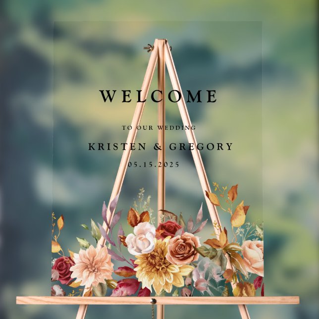 Moody Autumn Elegant Wedding Acrylic Sign (Neutral)