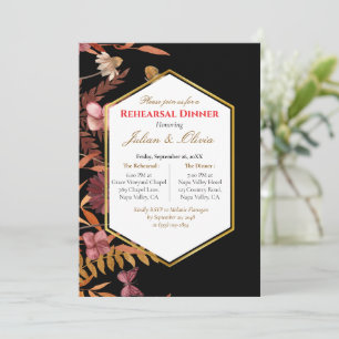 Moody Autumn Floral Rehearsal Dinner Invitation