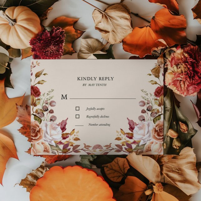 Moody Autumn Floral RSVP Response Card (Creator Uploaded)