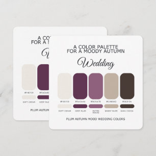 Moody Autumn Plum Wedding Colour Palette Card